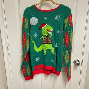 Jolly Sweaters Dancing T Rex Holiday Sweater